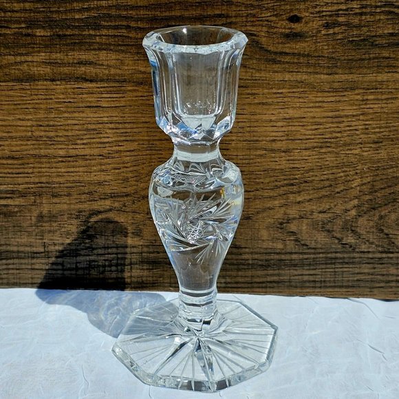 American Brilliant Other - American Cut Crystal Eleanor Candlestick Candleholder stars American Brilliant